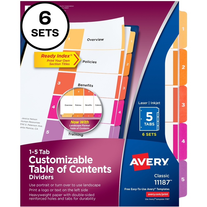 Avery Ready Index Custom TOC Binder Dividers – AVE11187