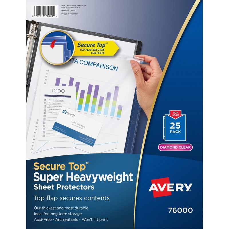 Avery Secure Top Sheet Protectors – AVE76000