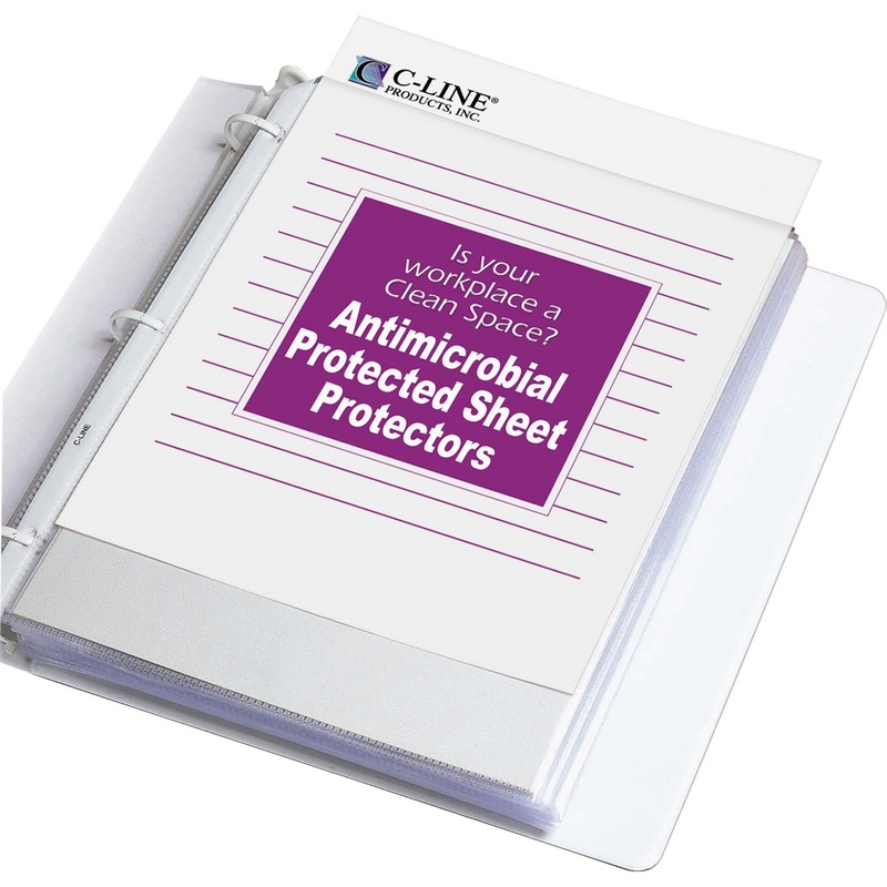 C-Line Heavyweight Poly Sheet Protectors with Antimicrobial Protection – CLI62033
