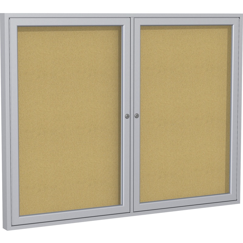 Ghent 2 Door Enclosed Natural Cork Bulletin Board with Satin Frame – GHEPA24860K