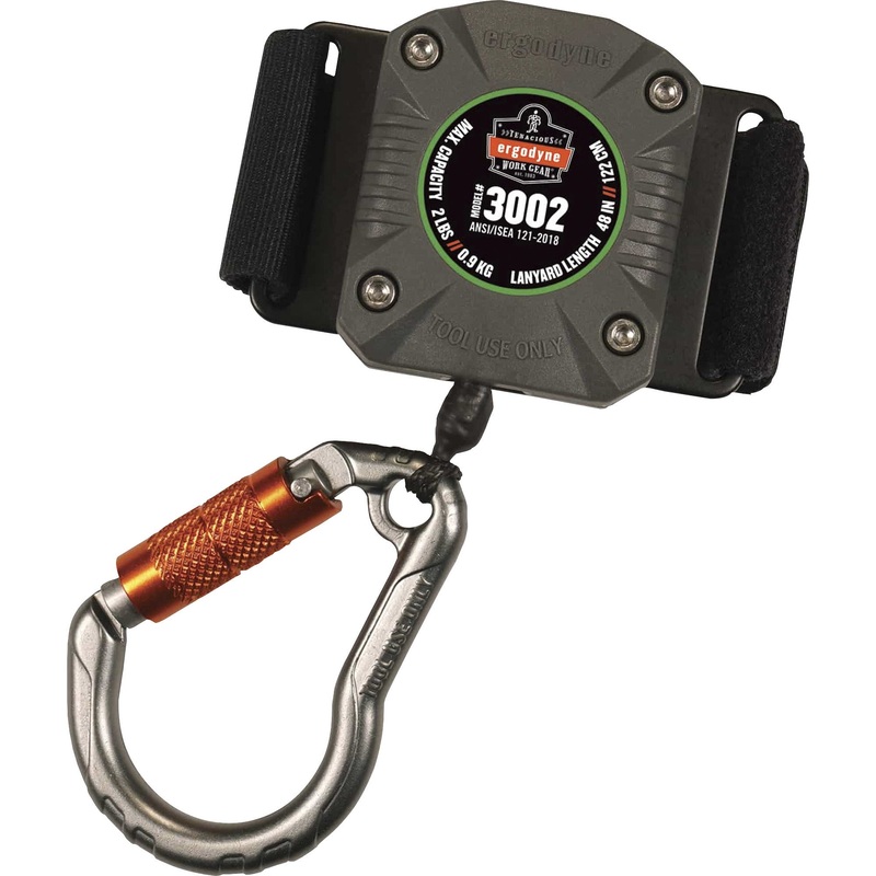 Squids 3002 Standard Gray Retractable Tool Lanyard – Belt Clip + Carabiner – EGO19302