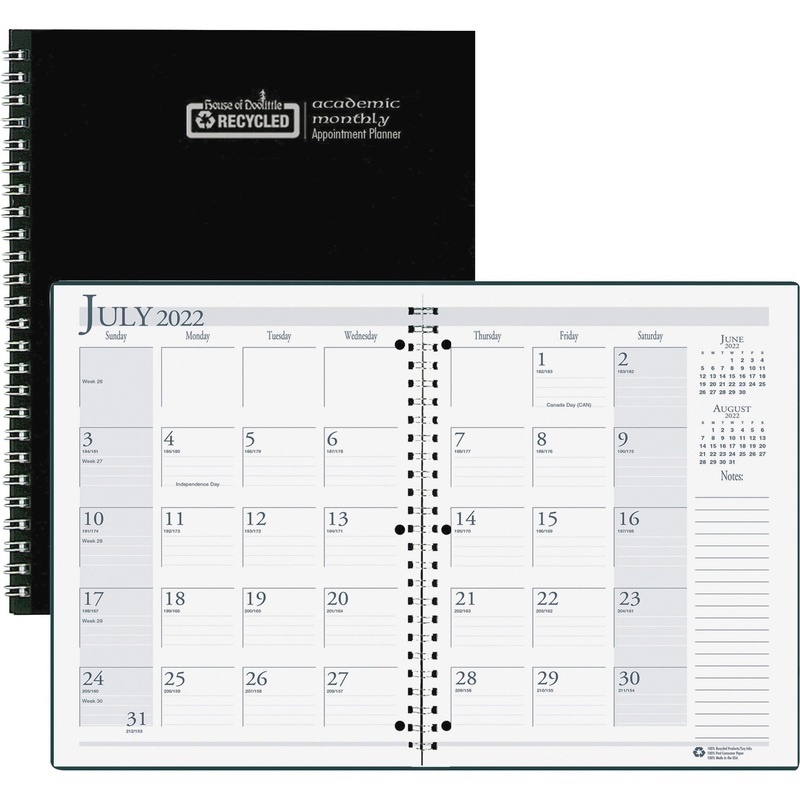 House of Doolittle Black Cover Academic Monthly Planner – HOD26302