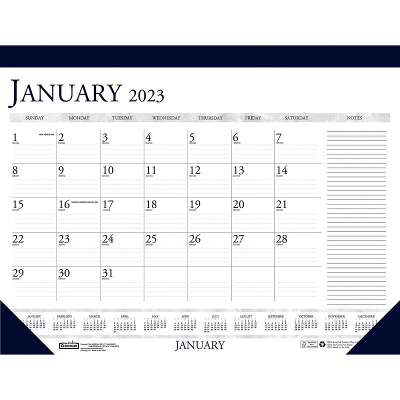 House of Doolittle Blue/Gray Print Monthly Desk Pad – HOD164