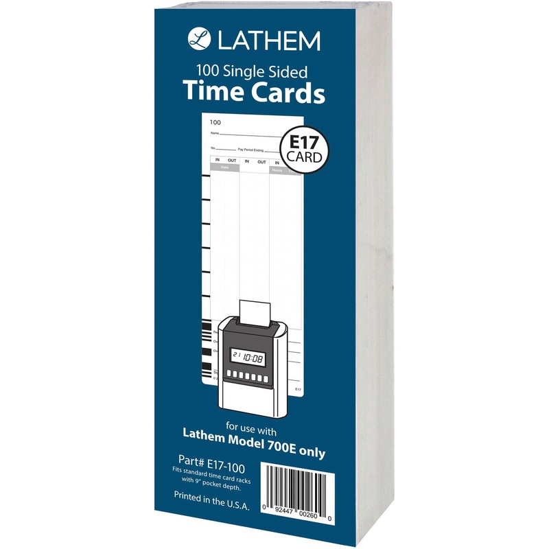 Lathem Model 700E Clock Single Sided Time Cards – LTHE17100