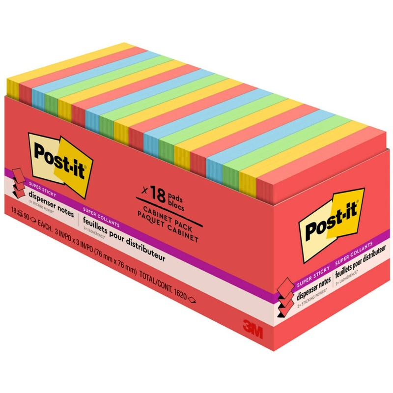 Post-it Super Sticky Dispenser Notes – Playful Primaries Color Collection – MMMR33018SSANCP