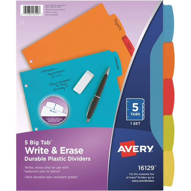 Avery Big Tab Write & Erase Durable Plastic Dividers – AVE16129