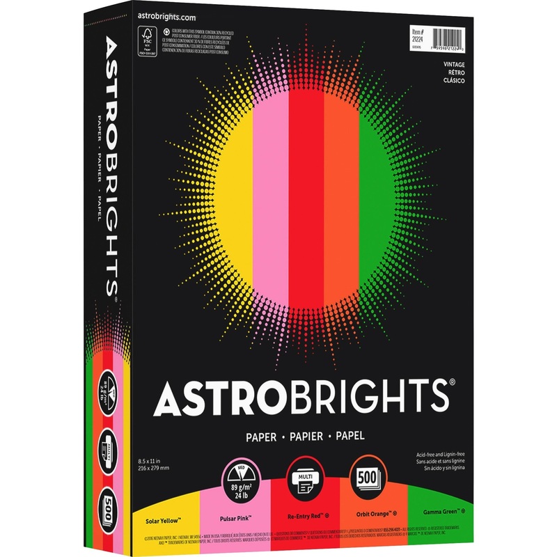 Astrobrights Color Copy Paper Vintage , 5 Assorted Colours – WAU21224