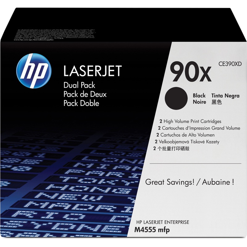 HP 90X (CE390XD) Original Laser Toner Cartridge – Dual Pack – Black – 2 / Carton – HEWCE390XD