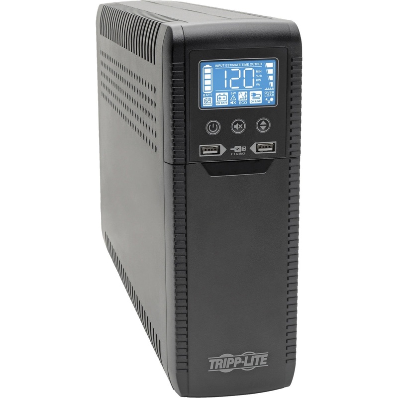 Tripp Lite Line Interactive UPS with USB and 10 Outlets – 120V, 1440VA, 900W, 50/60 Hz, AVR, ECO Series, ENERGY STAR – TRPECO1500LCD