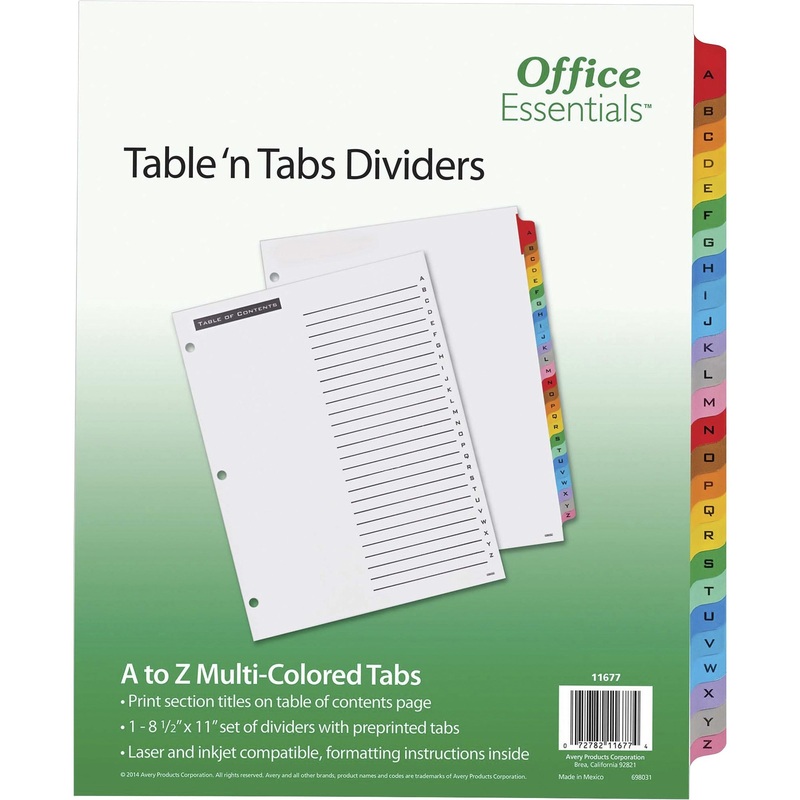 Avery A-Z Table ‘N Tabs Dividers – AVE11677