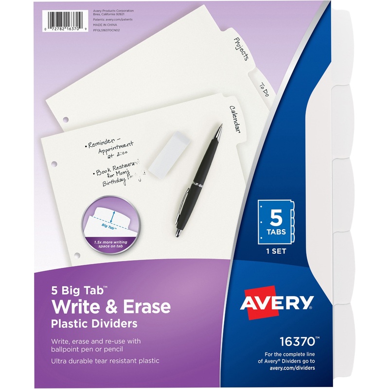 Avery Big Tab Write & Erase Dividers – AVE16370