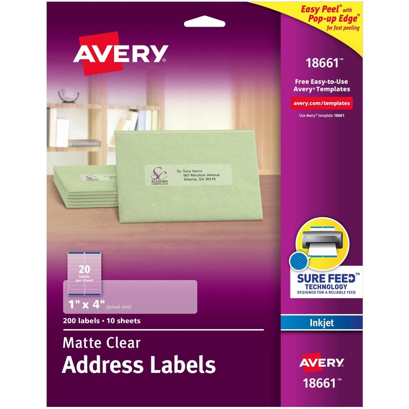 Avery Easy Peel Inkjet Printer Mailing Labels – AVE18661