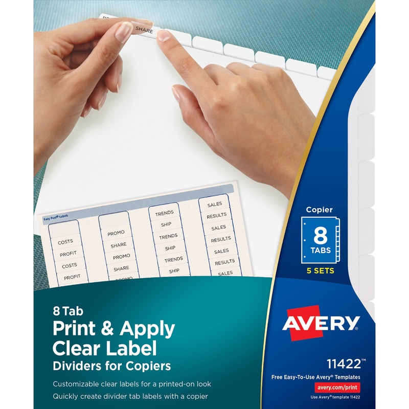 Avery Print & Apply Clear Label Dividers – Index Maker Easy Peel Printable Labels – AVE11422