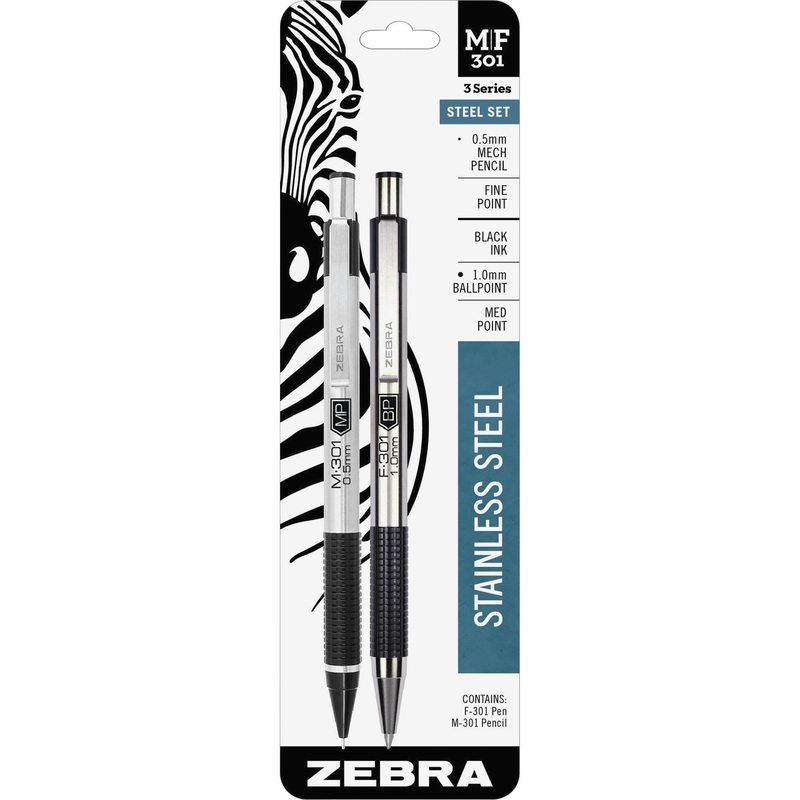 Zebra STEEL 3 Series M/F 301 Mechanical Pencil & Ballpoint Pen Set – ZEB57011
