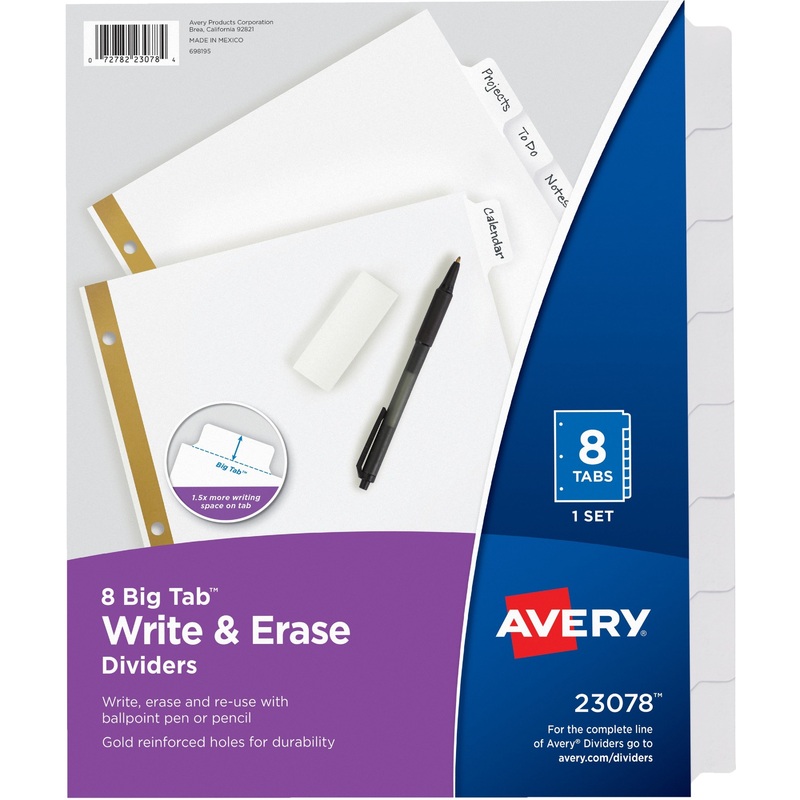 Avery Big Tab Eraseable Write-On Dividers – AVE23078