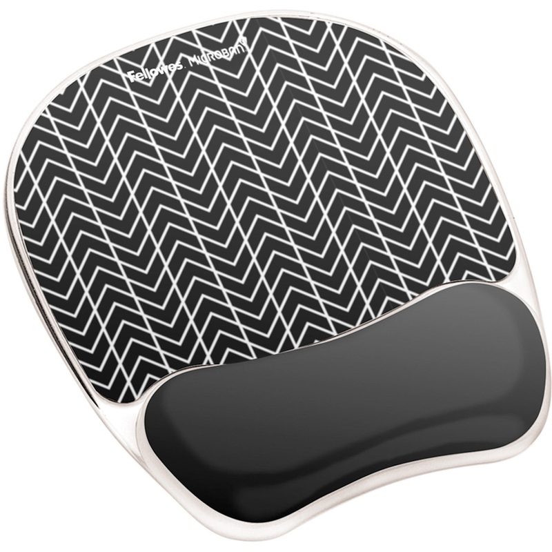 Fellowes Photo Gel Mouse Pad Wrist Rest with Microban – Black Chevron – FEL9549901