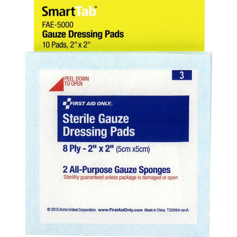 First Aid Only Sterile Gauze Dressing Pads – FAOFAE5000