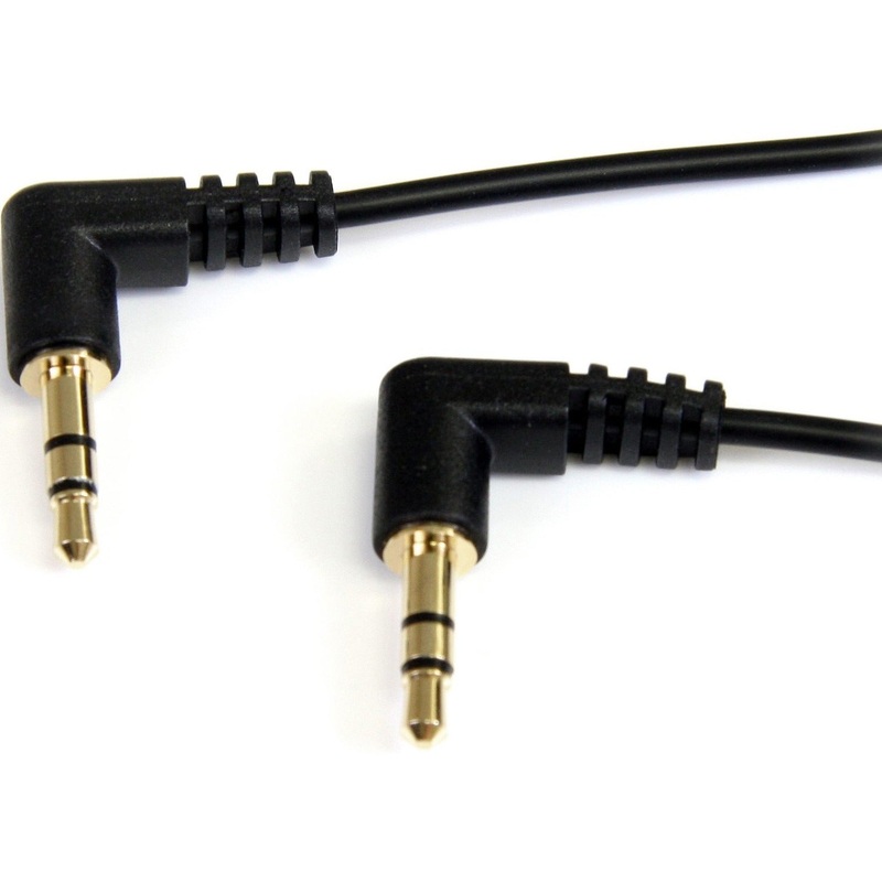 StarTech.com 3 ft Slim 3.5mm Right Angle Stereo Audio Cable – M/M – STCMU3MMS2RA