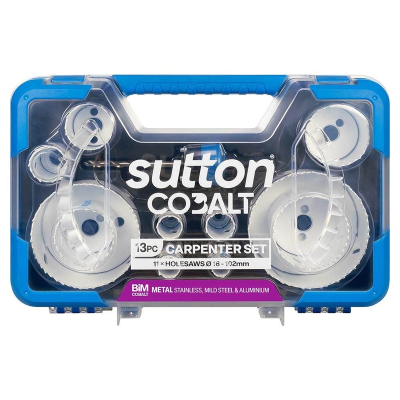 SUTTON 16-102MM CARPENTER BI-METAL HOLESAW SET – METAL/WOOD – 13 PIECE H125SC13A
