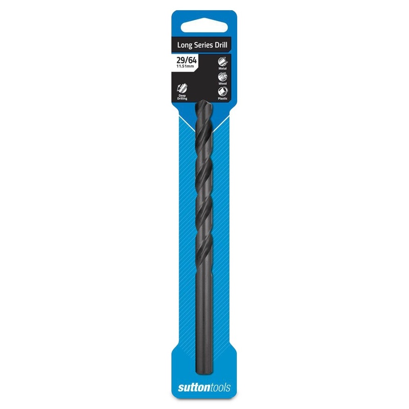 SUTTON 29/64INCH X 7.1/2INCH METAL DRILL BIT LONG SERIES HSS BLUE BULLET