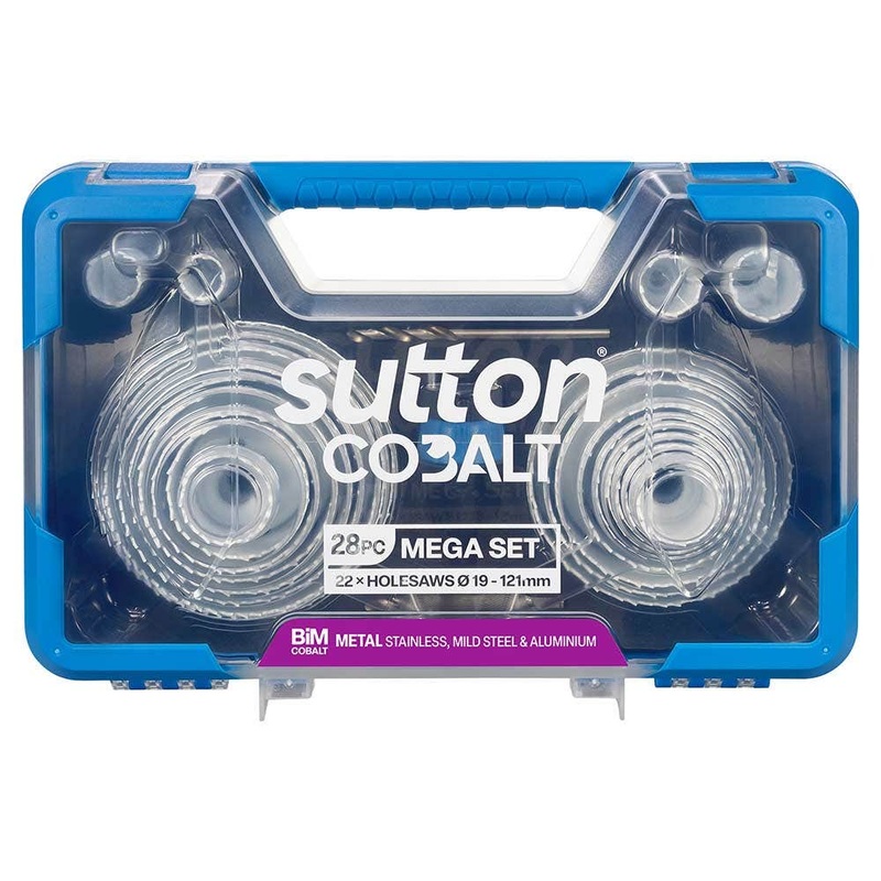 SUTTON 19-121MM HSSCO MEGA BI-METAL HOLESAW SET – METAL/WOOD – 28 PIECE H125SG28A
