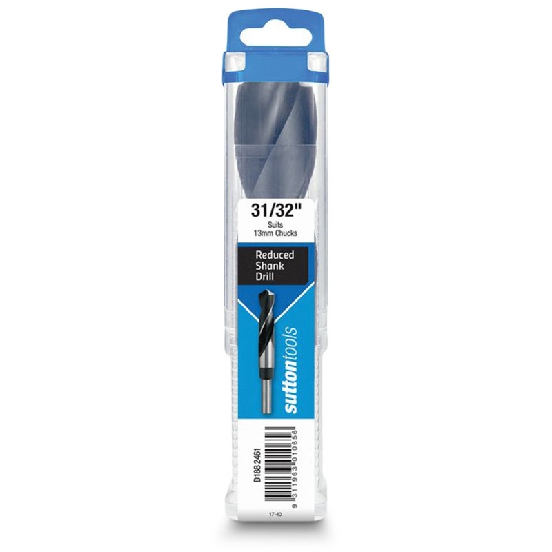 SUTTON 31/32INCH X 152MM 12.5MM REDUCED SHANK HSS METAL DRILL BIT
