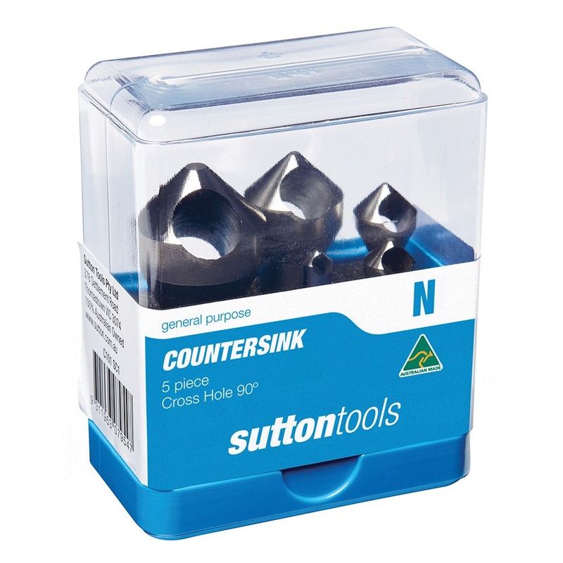 SUTTON 5 PIECE 6-28MM 90-DEG BIT CROSSHOLE HSS COUNTERSINK METAL SET C101SC1