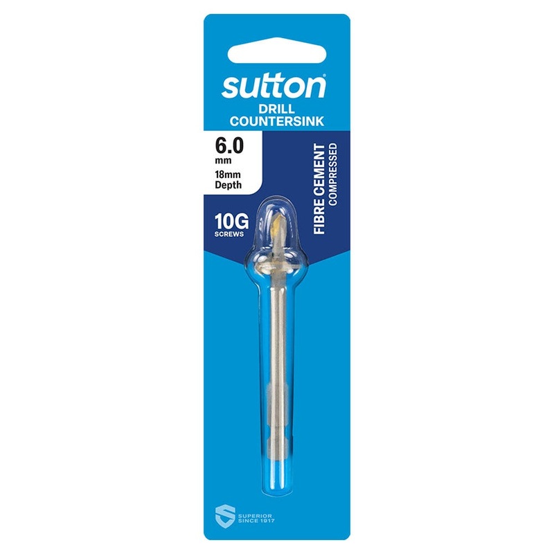 SUTTON 6.0MM C/S 18MM 1/4-HEX TCT COUNTERSINK FIBER CEMENT BIT C120HB0600
