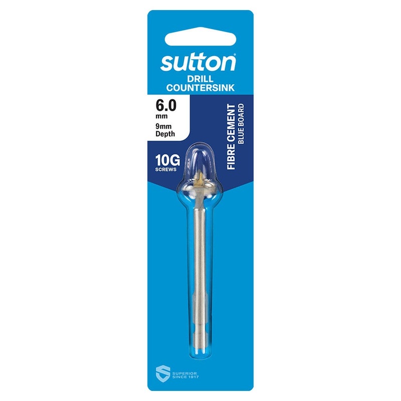 SUTTON 6.0MM C/S 9MM 1/4-HEX TCT COUNTERSINK FIBER CEMENT BIT C120HA0600