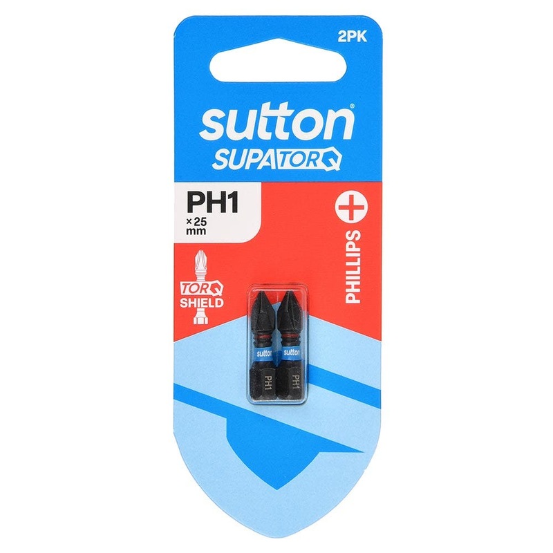 SUTTON PH1 X 25MM SUPATORQ PHILLIPS SCREWDRIVER BIT – 2 PIECE S200H02A01