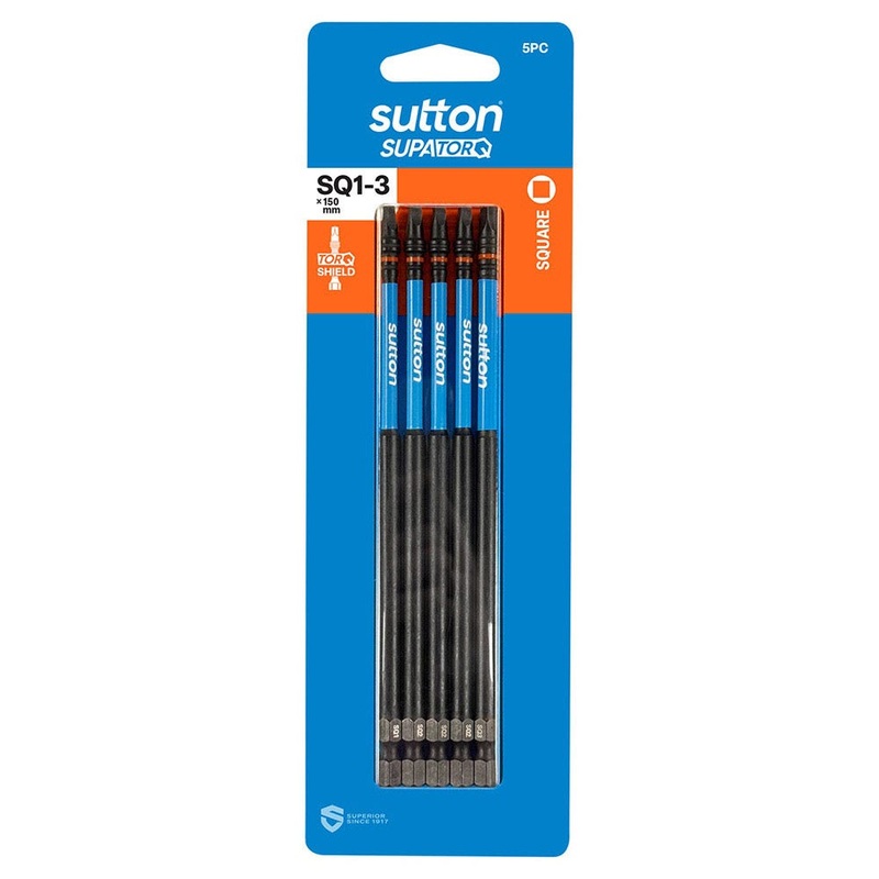 SUTTON SQ1-3 X 150MM SUPATORQ ROBERTSON SCREWDRIVER BIT – 5 PIECE S204S05G03
