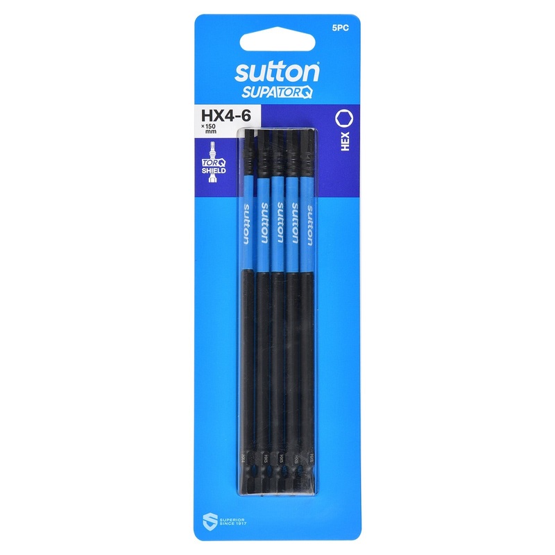 SUTTON SUPATORQ 4-6X150MM HEX SCREWDRIVER BIT SET – 5 PIECE S206S05G06