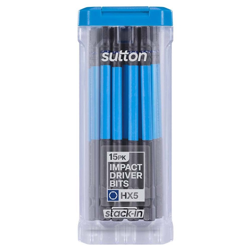 SUTTON SUPATORQ HEX HX5X100MM SCREWDRIVER BIT S206 STACK-IN – 15 PIECE S206T15E05