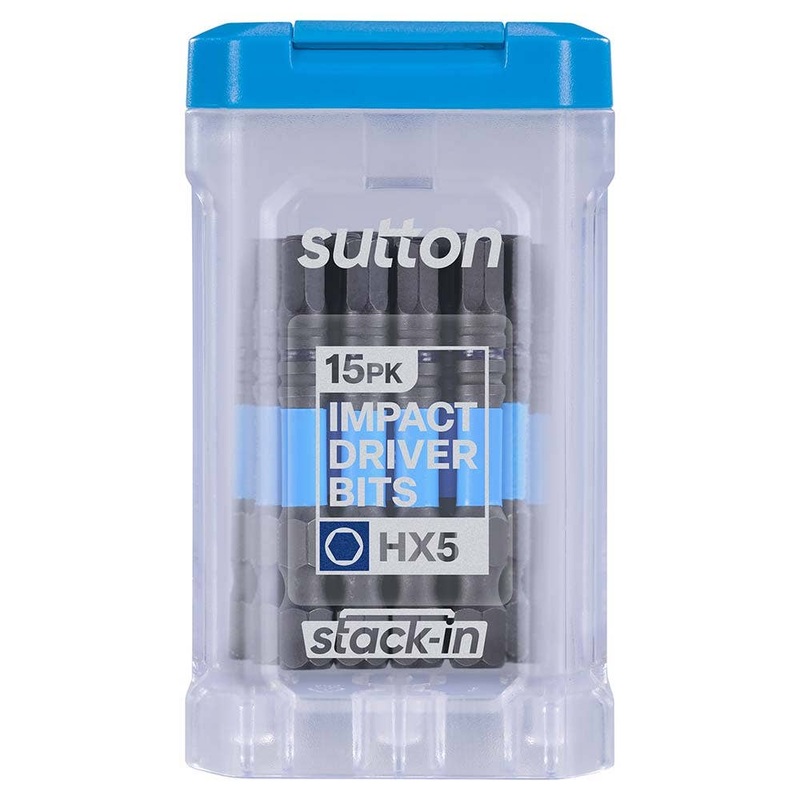 SUTTON SUPATORQ HEX HX5X50MM SCREWDRIVER BIT S206 STACK-IN – 15 PIECE S206T15B05
