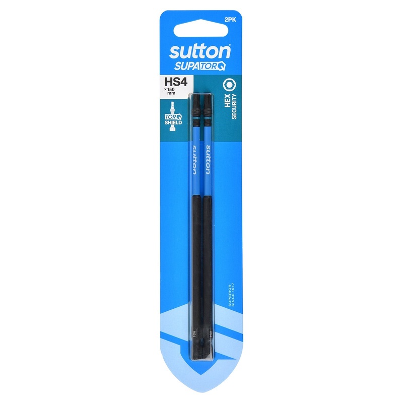 SUTTON SUPATORQ HS4X150MM HEX SECURITY SCREWDRIVER BIT – 2 PIECE S208H02G04