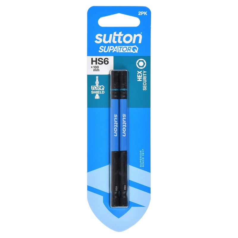 SUTTON SUPATORQ HS6X100MM HEX SECURITY SCREWDRIVER BIT – 2 PIECE S208H02E06