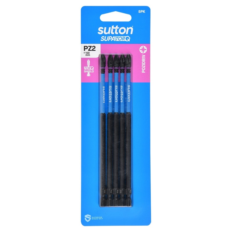 SUTTON SUPATORQ PZ2X150MM POZIDRIVE SCREWDRIVER BIT – 5 PIECE S202H05G02