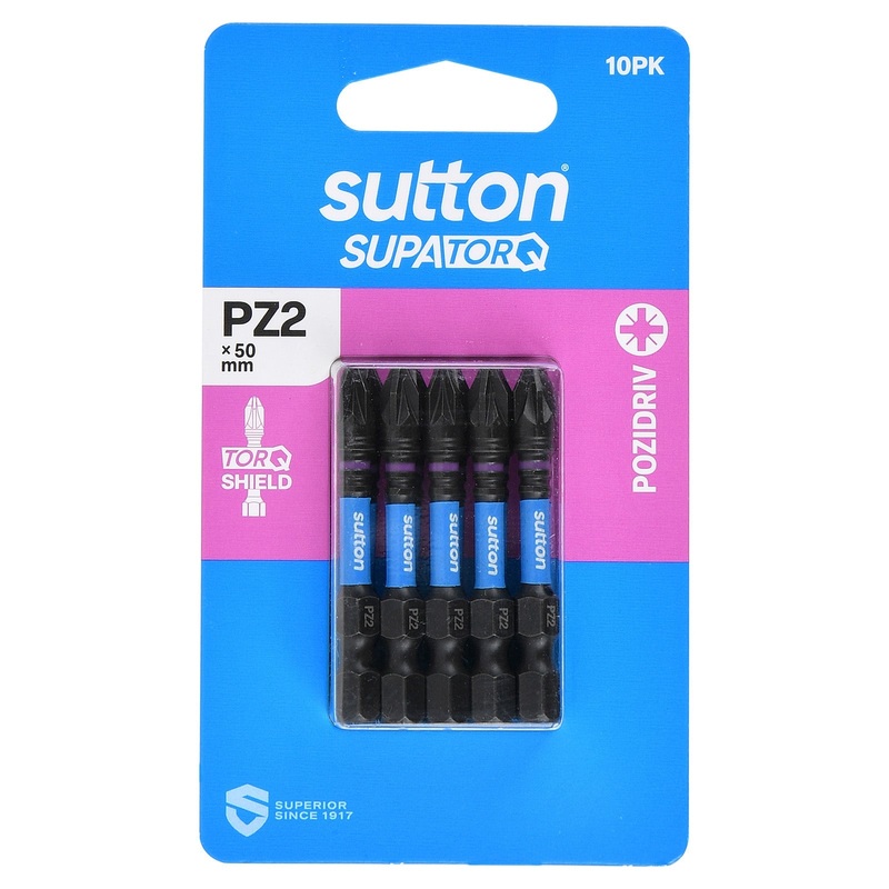 SUTTON SUPATORQ PZ2X50MM POZIDRIVE SCREWDRIVER BIT – 5 PIECE S202H10B02