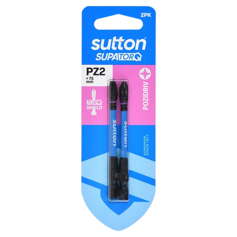 SUTTON SUPATORQ PZ2X75MM POZIDRIVE SCREWDRIVER BIT – 2 PIECE S202H02D02