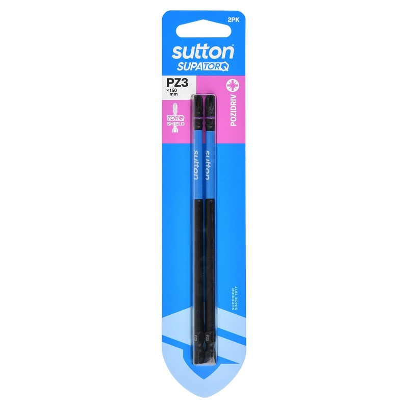 SUTTON SUPATORQ PZ3X150MM POZIDRIVE SCREWDRIVER BIT – 2 PIECE S202H02G03