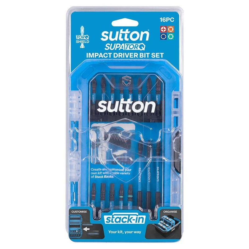 SUTTON SUPATORQ SCREWDRIVER BIT SET S250 STACK-IN – 16 PIECE S250S16A