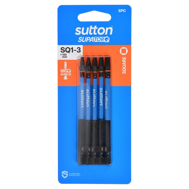 SUTTON SUPATORQ SQ1-3X100MM ROBERTSON SCREWDRIVER BIT – 5 PIECE S204S05E03