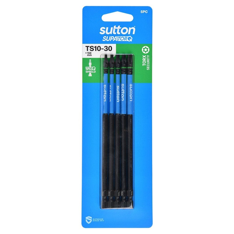 SUTTON SUPATORQ TS10-TS30 X 150MM TORX SECURITY SCREWDRIVER BIT – 5 PIECE S214S05G30