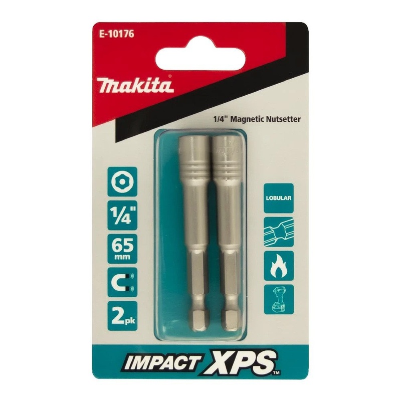 Makita 1/4 x 65mm Impact XPS Mag Nutsetter (2pk) E-10176