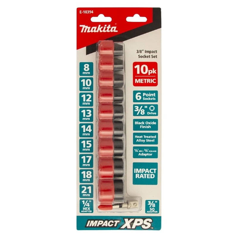 Makita 3/8 10 Piece Metric Impact XPS Socket Set E-10394