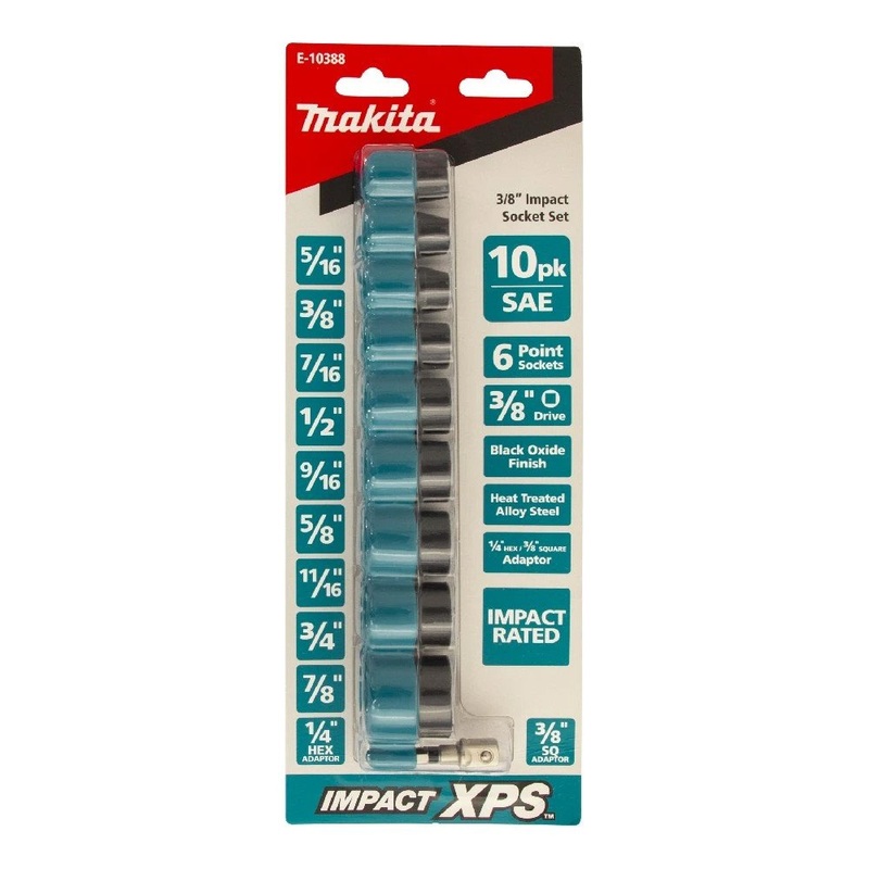 Makita 3/8 10 Piece SAE Imperial Impact XPS Socket Set E-10388