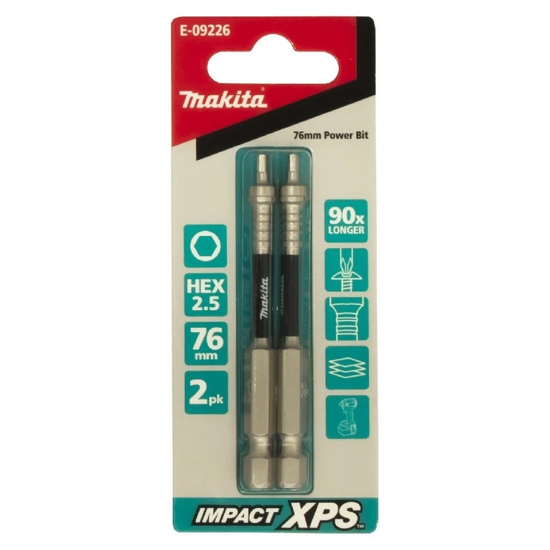 Makita HEX2.5 x 75mm Impact XPS Power Bit (2pk) E-09226