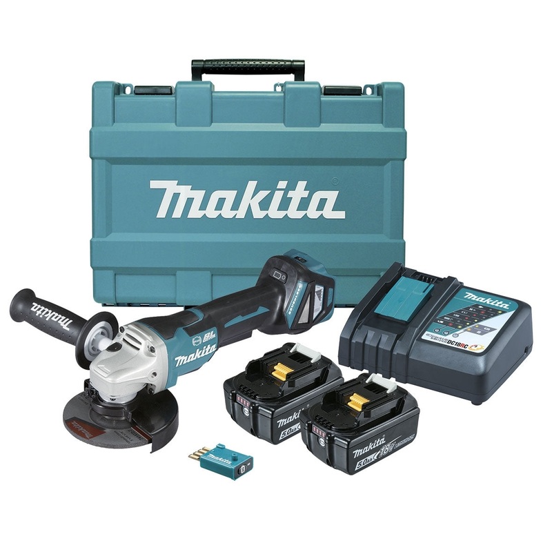 Makita 18V AWS Brushless 125mm Paddle Switch Angle Grinder Paddle Switch, Variable Speed, Kick Back