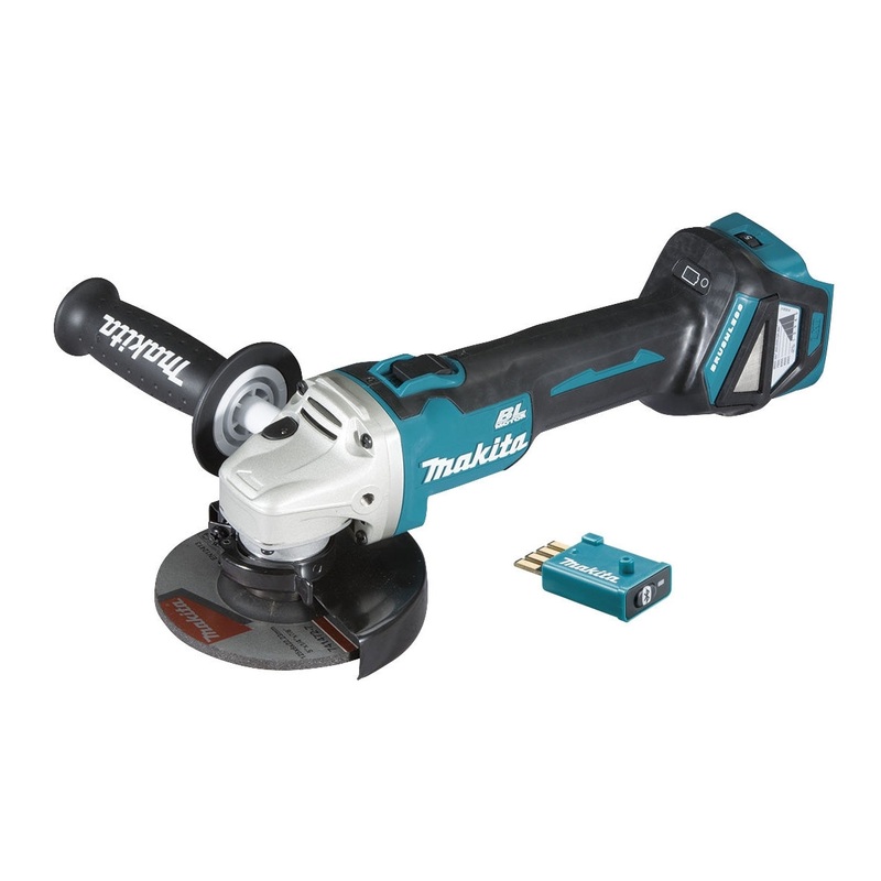 Makita 18V AWS Brushless 125mm Slide Switch Variable Speed Angle Grinder With Kick Back Detection (t
