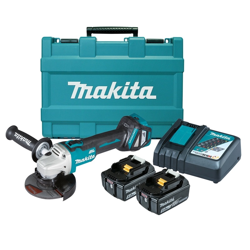 Makita 18V Brushless 125mm Slide Switch Angle Grinder 5.0Ah Set DGA511RTE